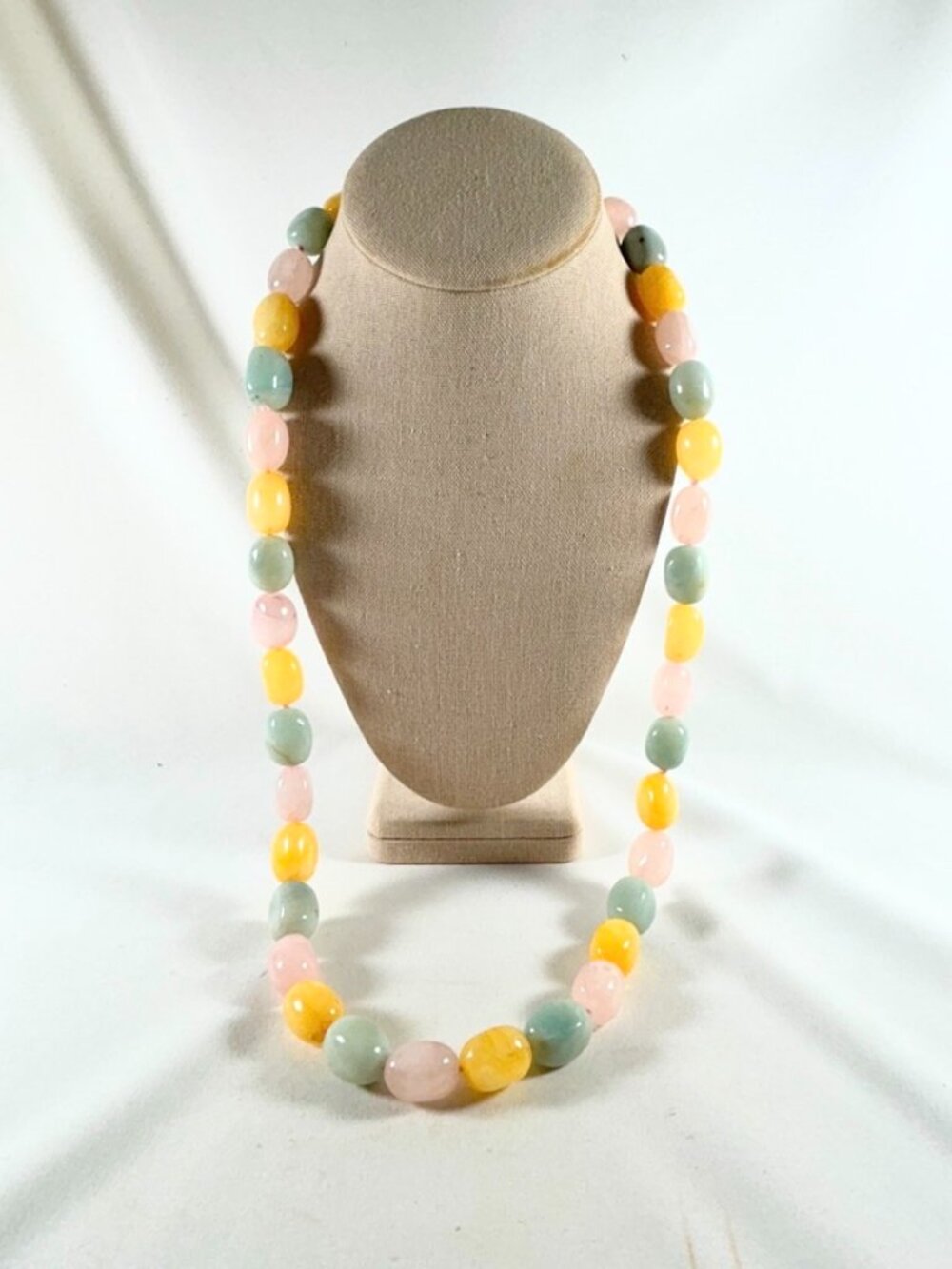 Necklace, Colorful Semi Precious Stones, 30 In. “Over The Head” Style